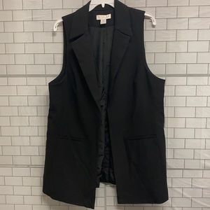 Rachel Zoe Black Full Vest Pockets Lined Collar